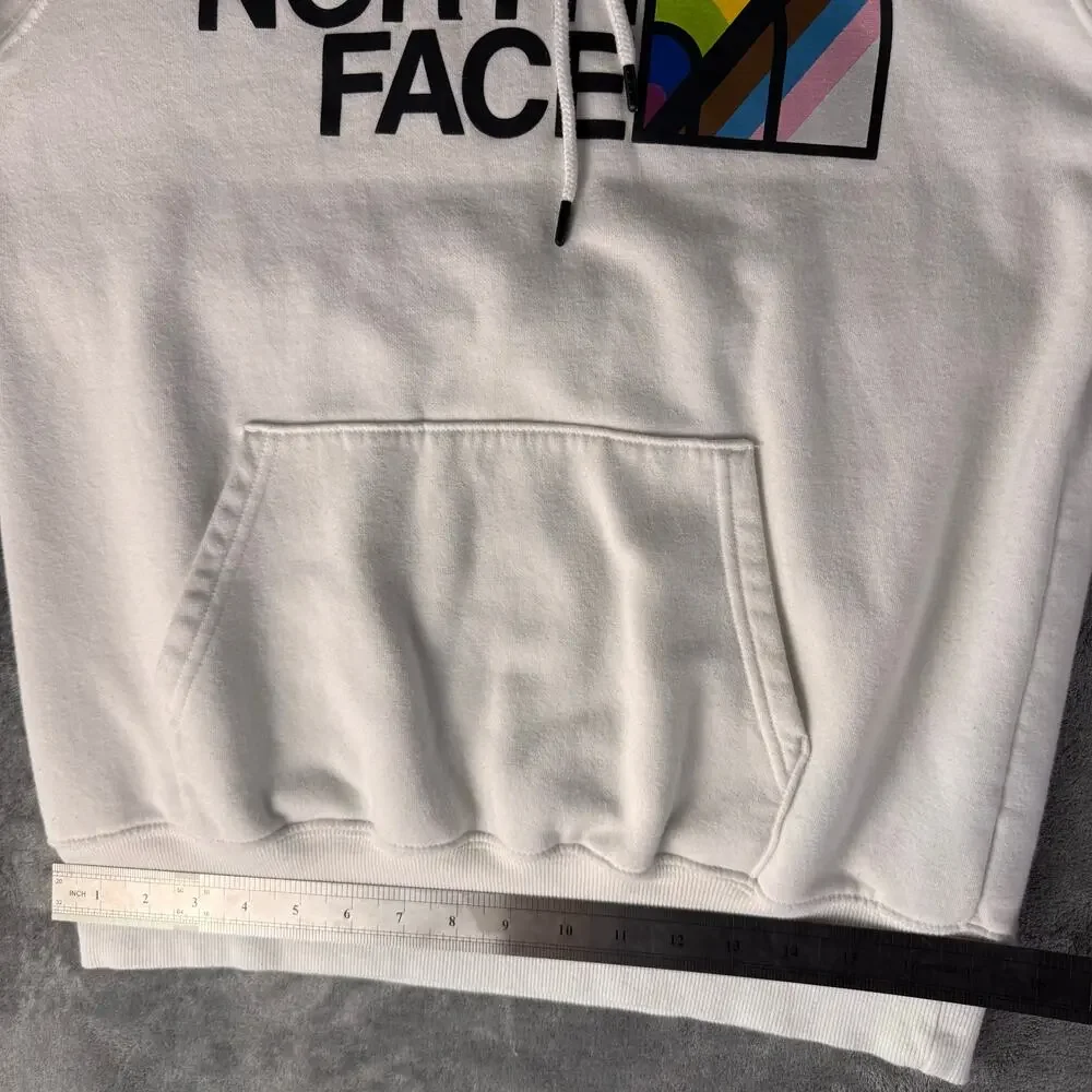 the north face mens pride rainbow logo white pullover hoodie sweatshirt
